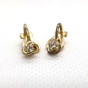 Diamond silver tone clip on earrings